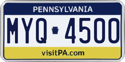 PA license plate MYQ4500