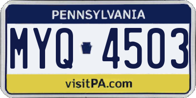 PA license plate MYQ4503