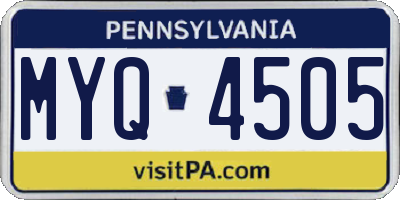 PA license plate MYQ4505