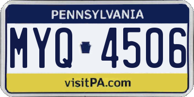 PA license plate MYQ4506