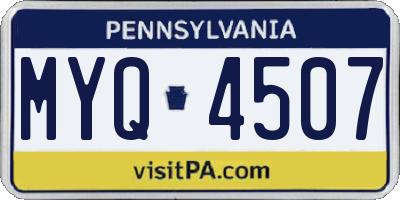 PA license plate MYQ4507