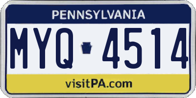 PA license plate MYQ4514