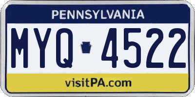 PA license plate MYQ4522