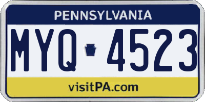 PA license plate MYQ4523