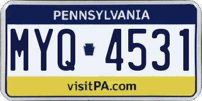PA license plate MYQ4531