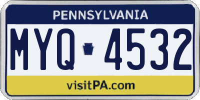PA license plate MYQ4532