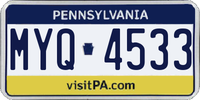 PA license plate MYQ4533