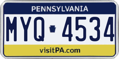 PA license plate MYQ4534