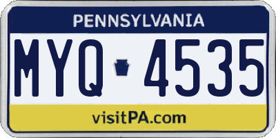 PA license plate MYQ4535