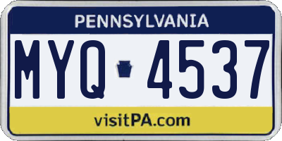 PA license plate MYQ4537