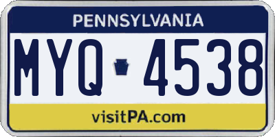 PA license plate MYQ4538