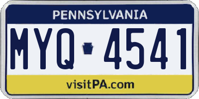 PA license plate MYQ4541