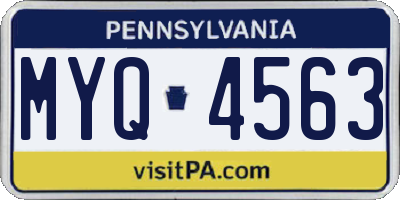PA license plate MYQ4563