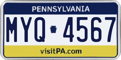 PA license plate MYQ4567