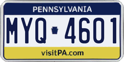 PA license plate MYQ4601