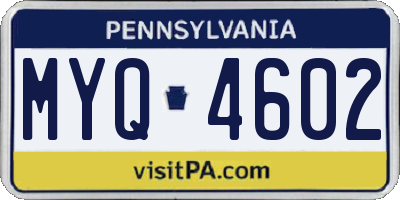PA license plate MYQ4602