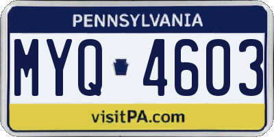 PA license plate MYQ4603
