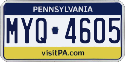 PA license plate MYQ4605