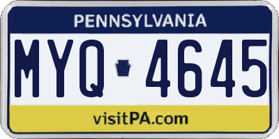PA license plate MYQ4645