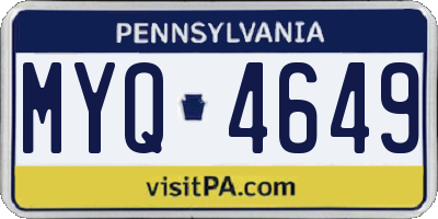 PA license plate MYQ4649