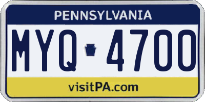 PA license plate MYQ4700