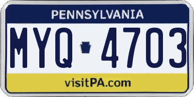PA license plate MYQ4703