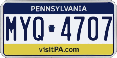PA license plate MYQ4707