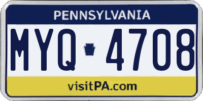 PA license plate MYQ4708