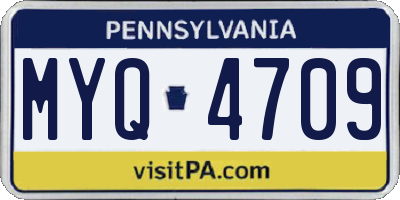 PA license plate MYQ4709