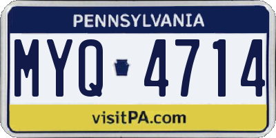 PA license plate MYQ4714