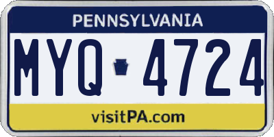 PA license plate MYQ4724