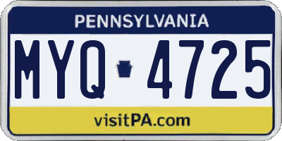 PA license plate MYQ4725