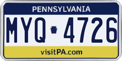PA license plate MYQ4726