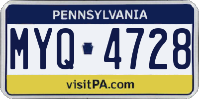 PA license plate MYQ4728