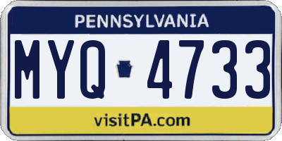 PA license plate MYQ4733