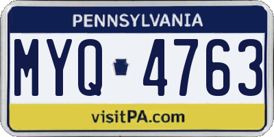PA license plate MYQ4763
