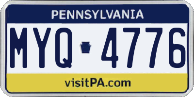 PA license plate MYQ4776