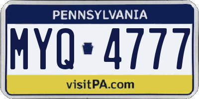 PA license plate MYQ4777