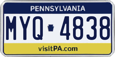 PA license plate MYQ4838