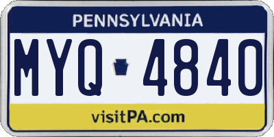 PA license plate MYQ4840