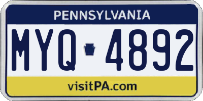 PA license plate MYQ4892