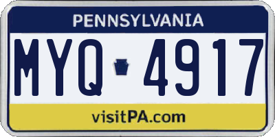PA license plate MYQ4917