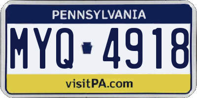 PA license plate MYQ4918