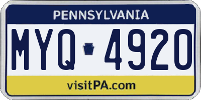 PA license plate MYQ4920