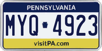 PA license plate MYQ4923