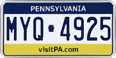 PA license plate MYQ4925