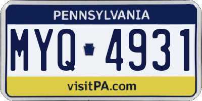 PA license plate MYQ4931