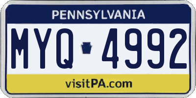 PA license plate MYQ4992