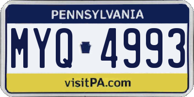 PA license plate MYQ4993
