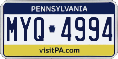 PA license plate MYQ4994